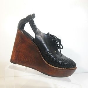 Rag & Bone Woven Platform Wood Lace Up Sandals 38